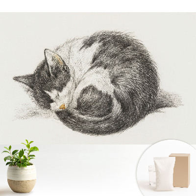 Nowoczesna fototapeta na wymiar Śpiący kotek ilustracja centralna