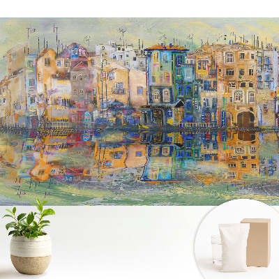 Fototapeta z nadrukiem na flizelinie przedstawiająca kolorowy pejzaż z odbiciem w wodzie