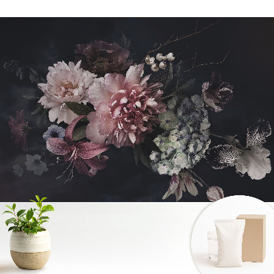 Fototapeta na wymiar do sypialni Kwiatowa elegancja na ciemnym tle