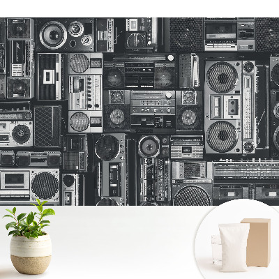 Fototapeta na wymiar do sypialni Stylowy wzór retro z radioodbiornikami