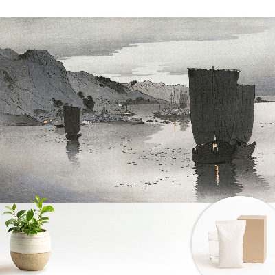 Fototapeta do salonu Żagle i góry o zmierzchu