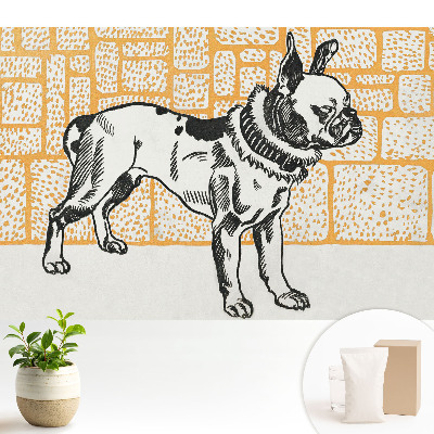 Fototapeta na wymiar do sypialni Pies na tle cegieł w retro stylu