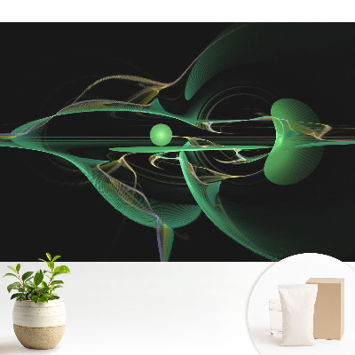 Fototapeta flizelinowa do salonu Abstrakcyjne zielone fale i kula
