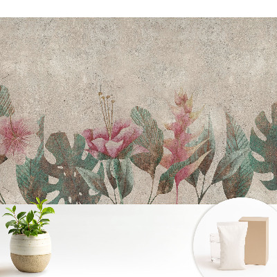 Fototapeta do salonu Kwiaty i liście pastelowe harmonia vintage