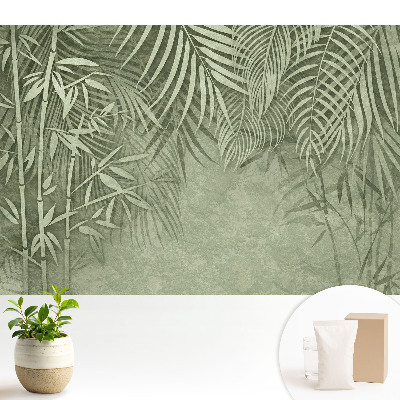 Fototapeta z nadrukiem na flizelinie Motywy bambusa w zielonych tonacjach