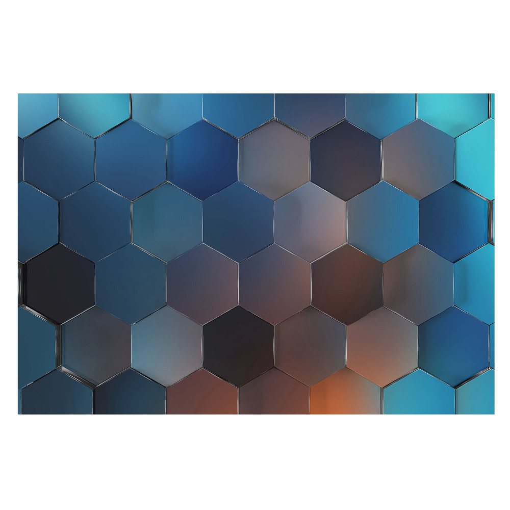 Fototapeta z nadrukiem na flizelinie Geometryczne niebieskie heksagony