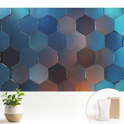 Fototapeta z nadrukiem na flizelinie Geometryczne niebieskie heksagony