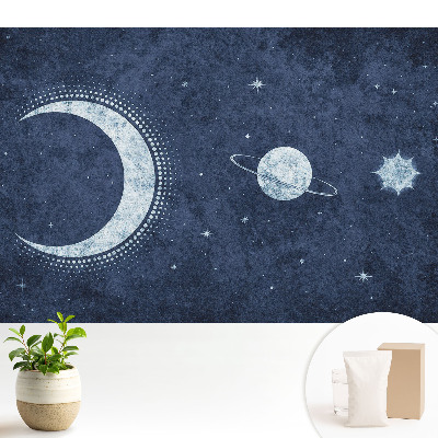 Fototapeta flizelinowa do salonu Księżycowa noc kosmosu