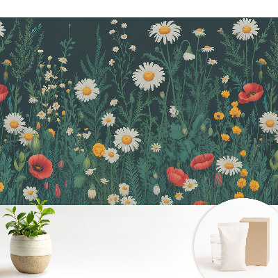 Fototapeta z nadrukiem na flizelinie Łąka pełna kwiatów i letni spokój