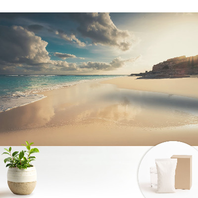 Tapeta fotograficzna flizelinowa Plaża i ocean przy zachodzie słońca