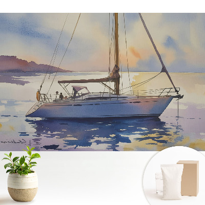 Tapeta fotograficzna flizelinowa Jacht na wodzie w zachodzie słońca