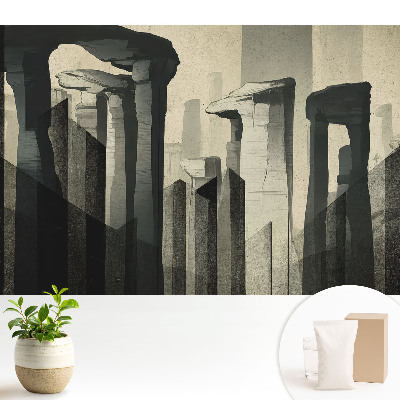 Fototapeta z motywem monumentalnych, symetrycznych kolumn w kompozycyjnej aranżacji