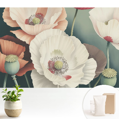 Fototapeta flizelinowa do salonu Kwiaty maków subtelność elegancja