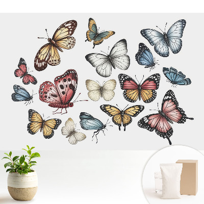 Fototapeta na wymiar do sypialni Kolorowe motyle rozproszone harmonijnie