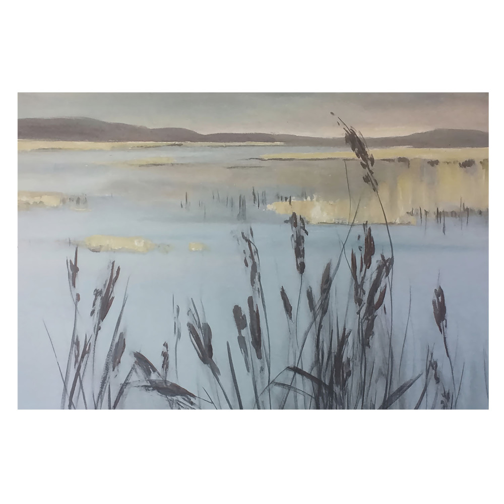 Fototapeta flizelinowa do salonu Jezioro z trzcinami refleksyjna przestrzeń