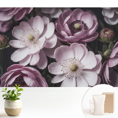 Fototapeta flizelinowa do salonu Kwiaty różowo-białe klasyczne eleganckie