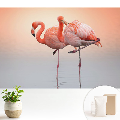Tapeta fotograficzna flizelinowa Flamingi na pastelowym tle