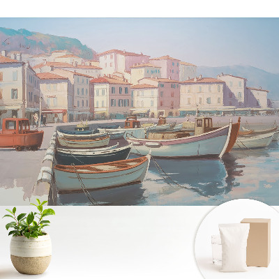 Fototapeta do salonu z motywem klasycznej mariny, oddająca spokój i symetrię