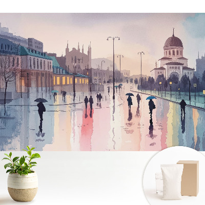 Fototapeta na wymiar do sypialni Miejska ulica po deszczu