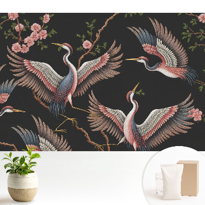 Tapeta fotograficzna flizelinowa Ptaki i kwiaty na tle natury