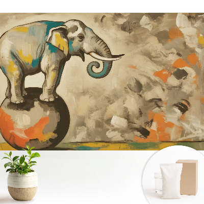 Fototapeta z nadrukiem na flizelinie Kolorowy słoń na kuli