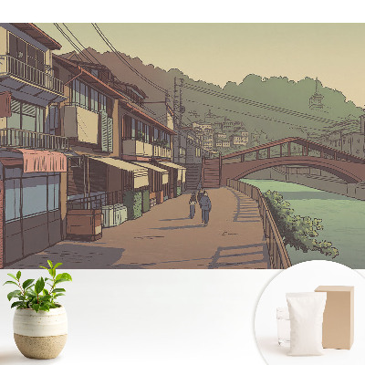 Tapeta fotograficzna flizelinowa Most i ulica w pastelowych barwach