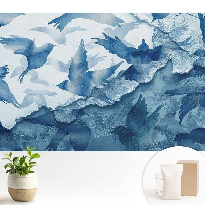 Fototapeta do salonu Niebieskie ptaki abstrakcja