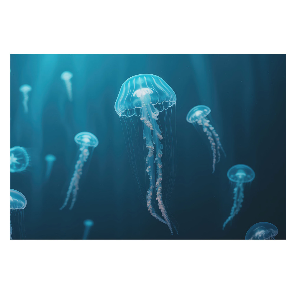 Fototapeta do salonu Niebieskie meduzy głębia oceanu