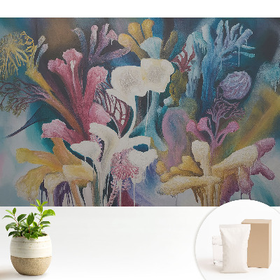 Fototapeta z nadrukiem na flizelinie Abstrakcyjne kwiaty kolorowy pejzaż