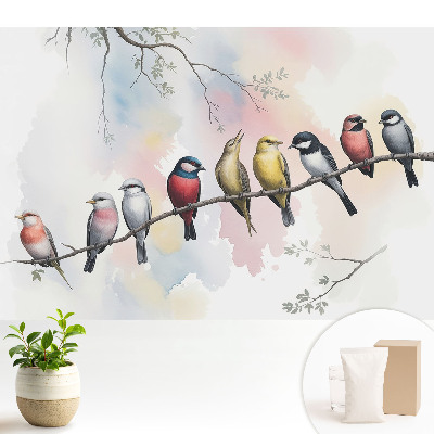Tapeta fotograficzna flizelinowa Kolorowe ptaki na gałęzi