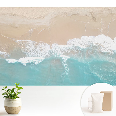 Nowoczesna fototapeta na wymiar z motywem plaży i fal w minimalistycznym stylu, zapewniająca efekt odprężenia