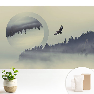 Tapeta fotograficzna flizelinowa z motywem majestatycznego ptaka wśród mglistych drzew