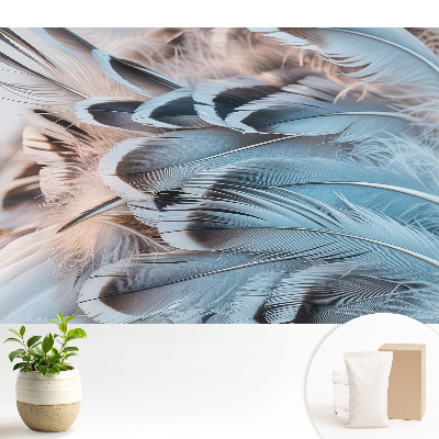 Tapeta fotograficzna flizelinowa Pióra błękitne wzory harmonijne