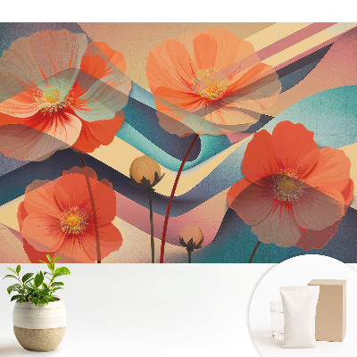 Fototapeta flizelinowa do salonu Pomarańczowe kwiaty abstrakcyjne kształty