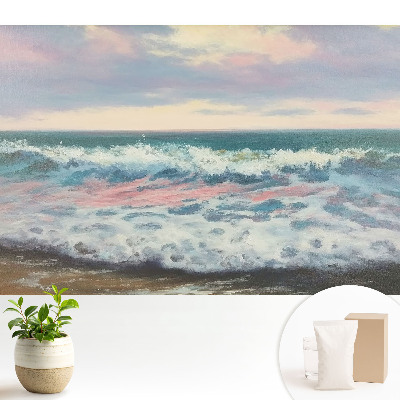 Fototapeta do salonu z motywem morskich fal w pastelowych barwach