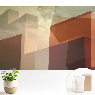 Tapeta fotograficzna flizelinowa z motywem geometrycznych brył na tle nieba