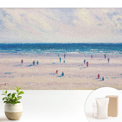 Nowoczesna fototapeta na wymiar z motywem rozległej plaży w pastelowej, nostalgicznej kolorystyce