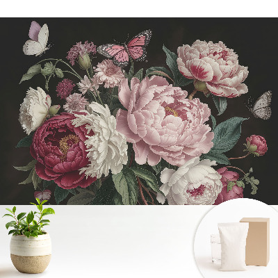 Tapeta fotograficzna flizelinowa Romantyczne piwonie i motyle