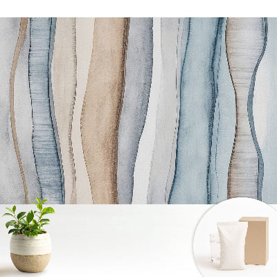 Fototapeta z nadrukiem na flizelinie Pionowe fale pasów błękitnych i beżowych