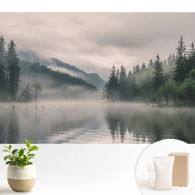 Fototapeta z nadrukiem na flizelinie Mgła nad jeziorem wśród gór