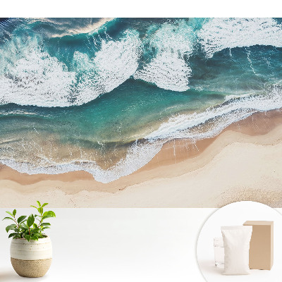 Fototapeta na wymiar do sypialni Oceaniczne fale i złota plaża