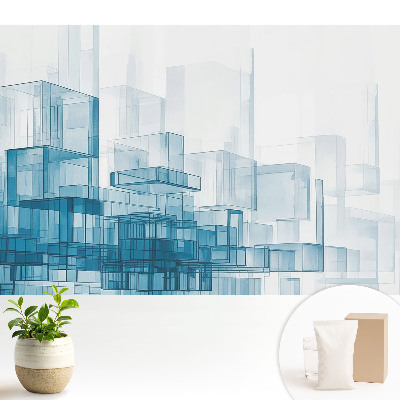 Fototapeta na flizelinie z nadrukiem przedstawiającym przestrzenne niebieskie sześciany w nowoczesnym stylu