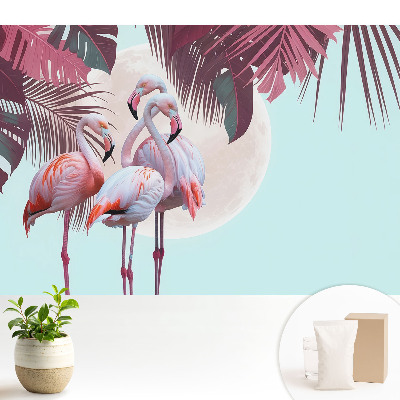 Fototapeta Kolorowe flamingi w tropikalnej scenerii