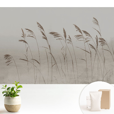 Fototapeta z nadrukiem na flizelinie Subtelne źdźbła traw w mgielnej aurze