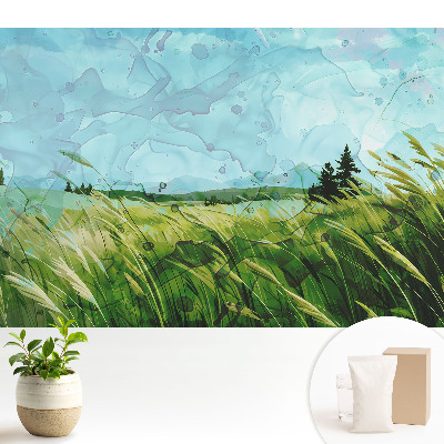 Tapeta fotograficzna flizelinowa z motywem rustykalnej łąki malowanej akwarelą