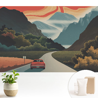 Fototapeta flizelinowa do salonu Retro podróż w górach