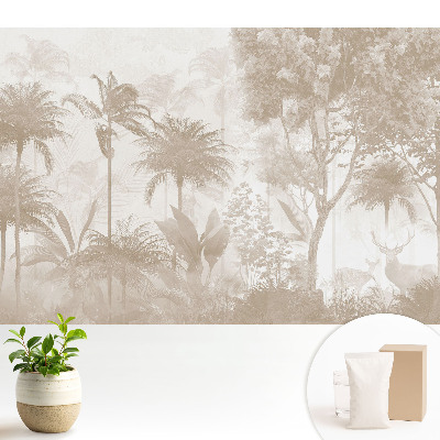 Tapeta fotograficzna flizelinowa Subtelny tropikalny las z jeleniami