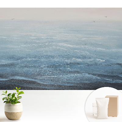 Tapeta fotograficzna flizelinowa Niebieskie fale i ptaki