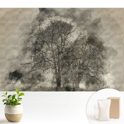Fototapeta do salonu Zamglone drzewa klimatyczne akwarele