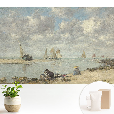 Fototapeta na flizelinie z nadrukiem przedstawiającym nadmorski widok z żaglówkami